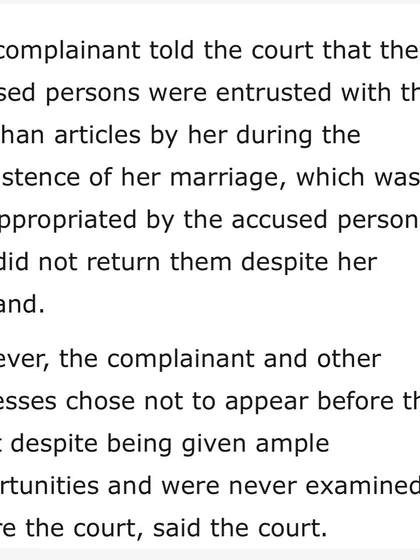 The complainant alleged misappropriation of articles but failed to appear in court to testify. This was a key factor in the prosecution's failure to establish its case.