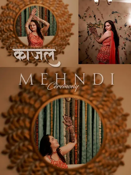 Capturing the bride showing off her beautiful henna during her Mehndi ceremony. I used a mirror to create an interesting composition, reflecting her playful poses and intricate mehndi designs.