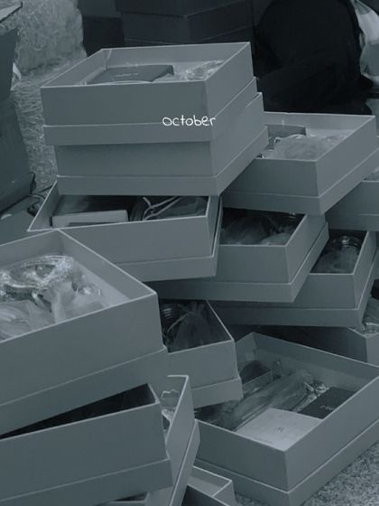 More behind-the-scenes shots from the festive season. These boxes are filled and ready to be delivered, each one a small package of joy.