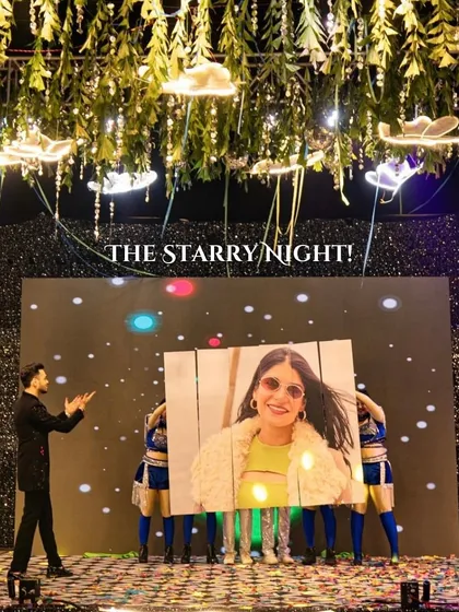 A magical performance by the groom, using a puzzle reveal of the bride's photo as part of his act.