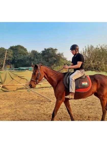 Riding into a new chapter. A rider enjoys a lesson, showcasing the focus and balance learned in our sessions.