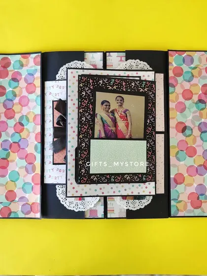 The cover of a colorful handmade scrapbook, ready to be filled with memories for a friend's birthday.