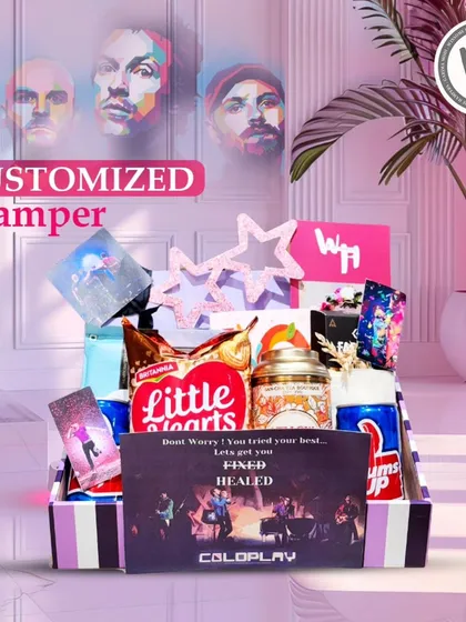 If you have a unique idea, I can bring it to life. This custom-themed "Coldplay Edition" hamper was designed for a fan, filled with goodies that capture the vibe of their favorite band.