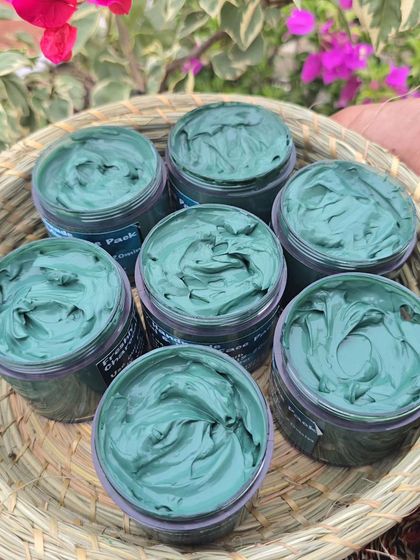 A full basket of the Charcoal Face Pack. It's a very popular product for controlling oil and preventing breakouts.
