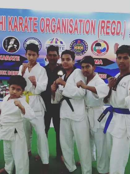 Students of different belt levels training together. This allows younger students to learn from their seniors and creates a supportive team atmosphere.