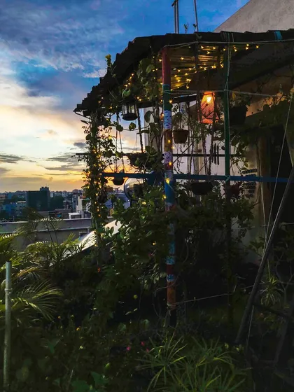 Sometimes, all you need is to take a break and do nothing. The garden at dusk, with the city lights in the distance, is the perfect place for that.