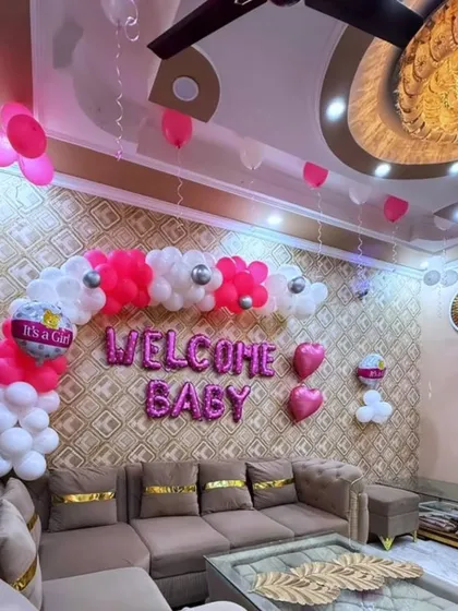 The celebration continues at home. I designed this sweet and simple 'Welcome Baby' decoration to create a warm and joyful atmosphere for bringing your little girl home. It's all about making those first moments extra special. 💛