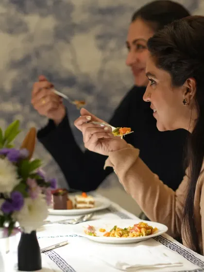This is what it's all about for me: seeing guests enjoy a meal, lost in conversation and good food. These are the moments of connection that I strive to create.