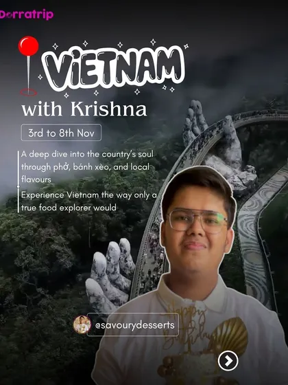 Join food explorer Krishna for a deep dive into Vietnam's soul. This trip is all about experiencing the country through its local flavors like pho and banh xeo.