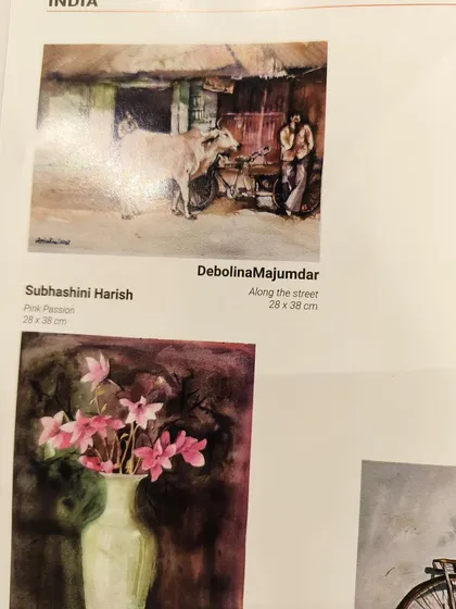 A duplicate image of my artwork in the 'Vietnam in Acquarello' exhibition catalog, a cherished memento from the event.