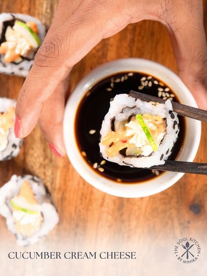 For a lighter option, my classic Cucumber Cream Cheese sushi is cool, refreshing, and always a hit.