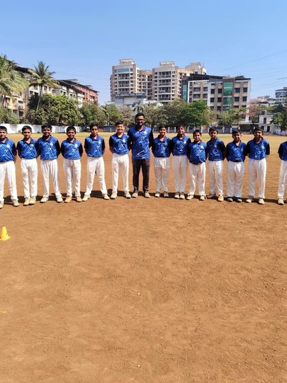 The GSB Sports Club U12 team, managed by us, lines up for their match at the Bhaskar Thakur Memorial Trophy.