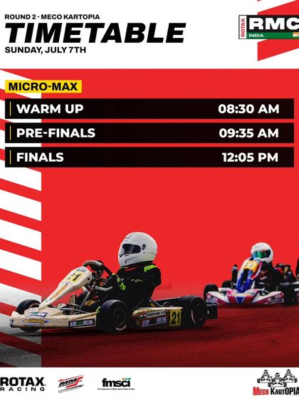 The Sunday race day schedule for the Micro Max class at Round 2.