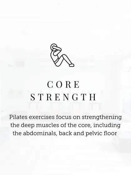Pilates exercises focus on strengthening the deep muscles of the core, including the abdominals, back, and pelvic floor, which is the foundation of all movement.
