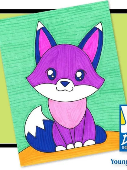 This adorable purple fox is part of our baby animals curriculum. We teach students to use simple, soft shapes to create cute and cuddly characters.