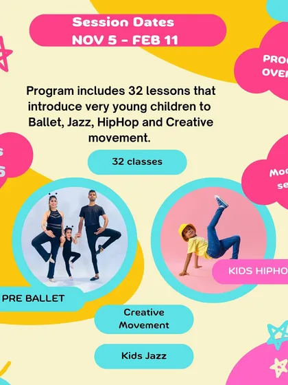 An overview of our Pre Schoolers Program. We offer 32 lessons covering Pre-Ballet, Creative Movement, and Kids Jazz, designed to develop fundamental skills in our youngest students.