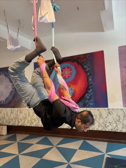 Every body can benefit from inversions. Here, we see how the hammock can be adjusted to provide the right amount of support for a deep, restorative spinal stretch.