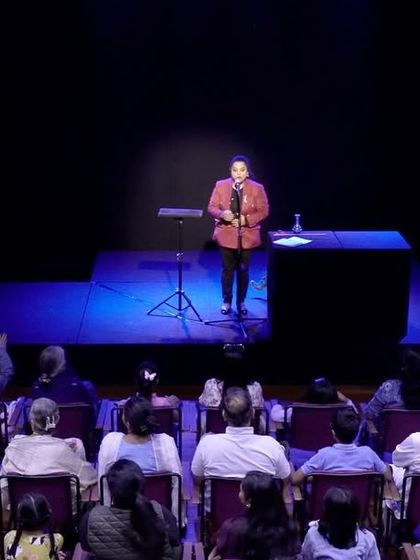 A wide shot of the stage at NMACC during my performance. It was a fantastic setup, and the interactive session with the kids was a highlight.