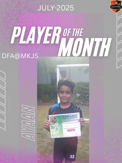 Well done to Ayaan, a Player of the Month for July. His incredible footwork and clever moves add excitement and technical brilliance to our game.