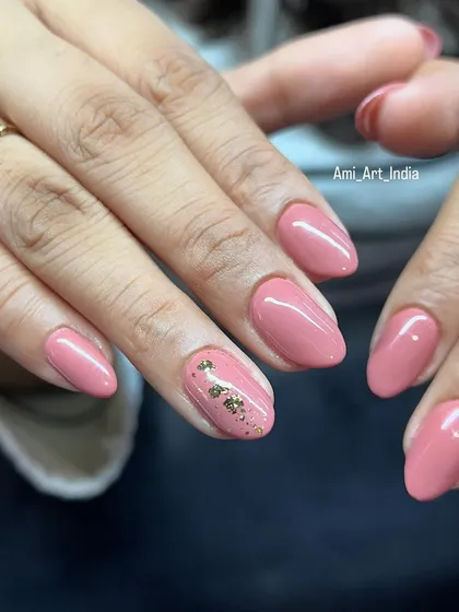 A dusty rose color with delicate gold foil accents. Simple, yet so pretty.