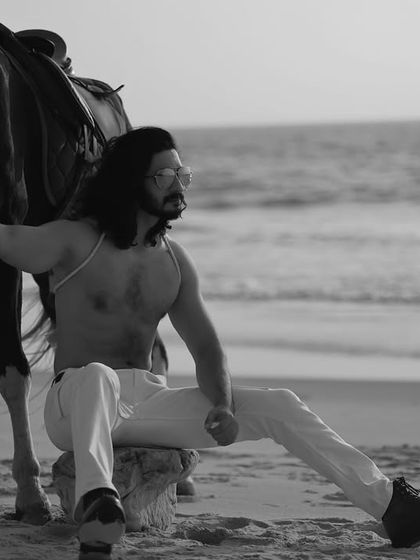 An extensive editorial series of a male model with a horse on the beach. I used a mix of color and black and white, along with varied poses, to create a powerful narrative of untamed strength and freedom.