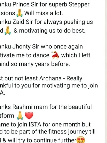 Another wonderful message of thanks for our trainers and the beautiful platform we've created. It's amazing to see someone come for a month and decide to stay for the entire journey.