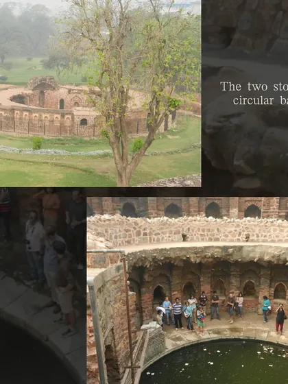 The unique circular baoli (stepwell) at Feroz Shah Kotla. Unlike other stepwells in Delhi, its design suggests it may have also served as a pleasure pavilion for the royal court.