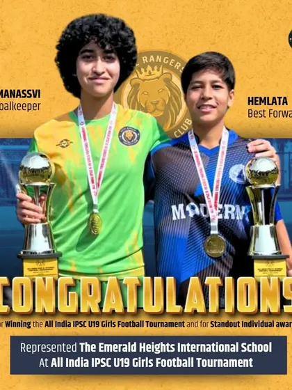 Celebrating individual excellence. Congratulations to our players Manassvi for winning Best Goalkeeper and Hemlata for winning Best Forward at the All India IPSC U19 Girls Football Tournament.