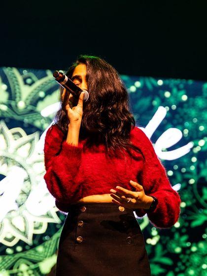 A close-up from the Vancouver show. My performances are a mix of modern pop and timeless Bollywood classics.