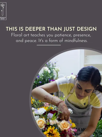 A student finds her focus, completely absorbed in her creation. This is what I mean by floral art as mindfulness; it teaches patience, presence, and a deep sense of peace.