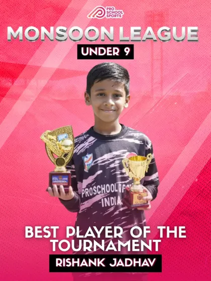 Our Under-9 star, Rishank Jadhav, was named the Best Player of the Monsoon League. His skill and passion made all the difference.