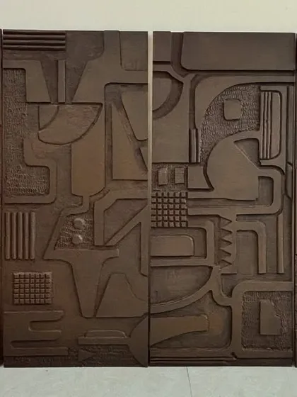 Another arrangement of the textured wood panels. The beauty of modular art is that it can be configured in different ways to suit the space.
