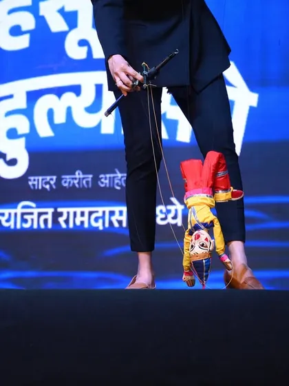 Performing with a small string puppet at the European Marathi Sammelan in Leicester. It was a joy to bring a piece of our Marathi culture and puppetry art to Europe.