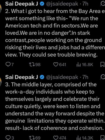 The elites believed they were safe, while those on the ground could see trouble brewing. This lack of coherence and cohesion is a significant weakness.