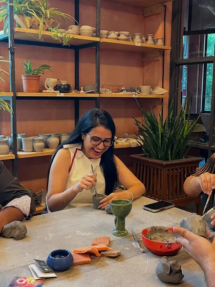This is the smile we love to see. Our workshops are filled with laughter and happy moments, because we believe pottery should be fun, not perfect. It's the best way to unwind and let your creative side play.