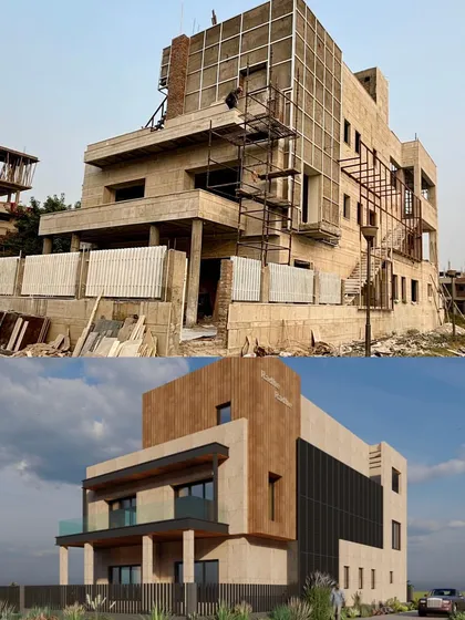 This split view captures the journey of a private residence we designed in Vrindavan. We believe our job isn't finished with a 3D model; we are there throughout the construction process to ensure the architectural vision is brought to life, brick by brick.