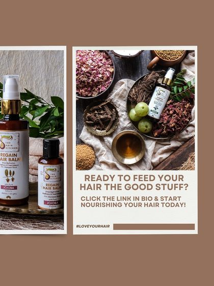 Ready to feed your hair the good stuff? This image showcases my Regain Hair Balm alongside a beautiful spread of the natural herbs and ingredients I use, inviting you to start nourishing your hair today.