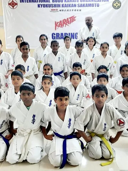 The result of dedication. This is our group from the 66th Bangalore Grading event. Earning a new belt is a milestone, a sign of progress earned through sweat and discipline. Osu.