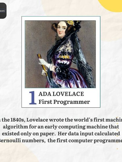 Meet Ada Lovelace, the world's first programmer. In the 1840s, she wrote the first machine algorithm, laying the groundwork for the entire field of computer programming.