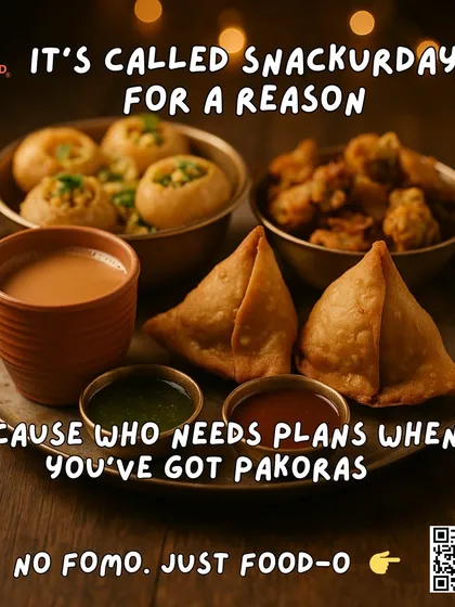 We call it 'Snackurday' for a reason. Unwind with our evening snack selection, featuring crispy samosas, pakoras, and pani puri, perfectly paired with a hot cup of chai.
