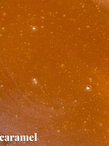 A layer of gooey, house-made caramel adds a rich, buttery sweetness to the Frankenstein cake.