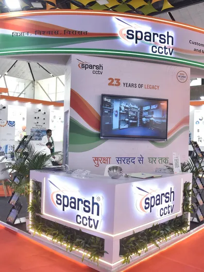 Our booth at FSIE 2025, with the tagline 'Suraksha Sarhad Se Ghar Tak', represented our mission to provide security for all of India.