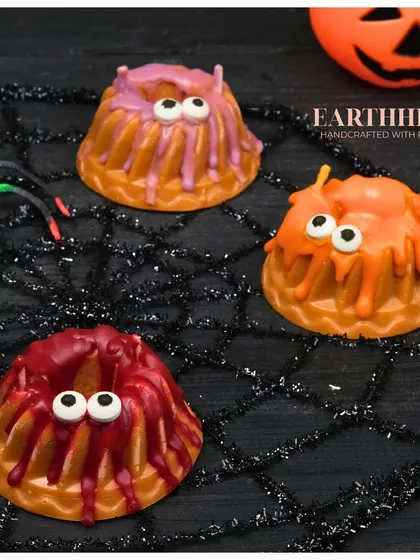 The whole family of spooky-cute jelly monster candles.