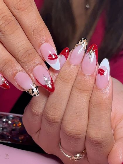 Another angle of this fun and flirty red lip design.