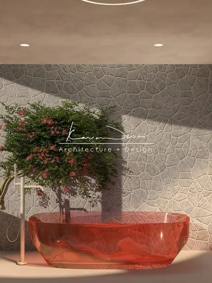This bathroom design proves simplicity doesn't have to be predictable. A transparent glass bathtub acts as a striking focal point without interrupting the calm, monotone palette of the space.