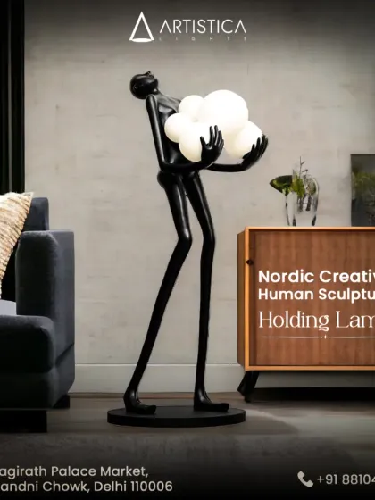 This lamp is where art meets illumination. The elegant, elongated form of our Nordic-inspired human sculpture lamp holds a soft glowing orb, creating a piece that is both a light source and a captivating work of art for your home.