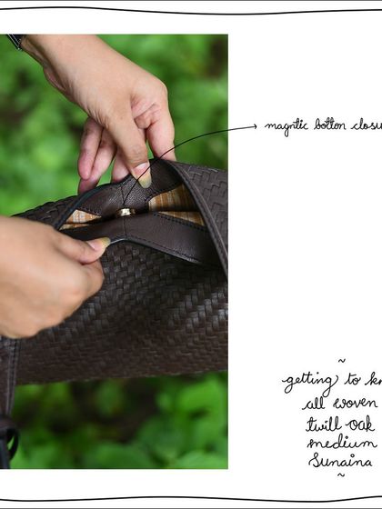 The Medium Sunaina closes with a secure magnetic button, which keeps the mouth of the bag together while maintaining its soft, slouchy silhouette.