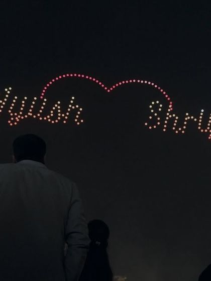 Seeing your names, Ayush and Shriya, joined by a heart in the night sky is a moment of pure magic. We specialize in these personal touches that make your wedding celebration uniquely yours.