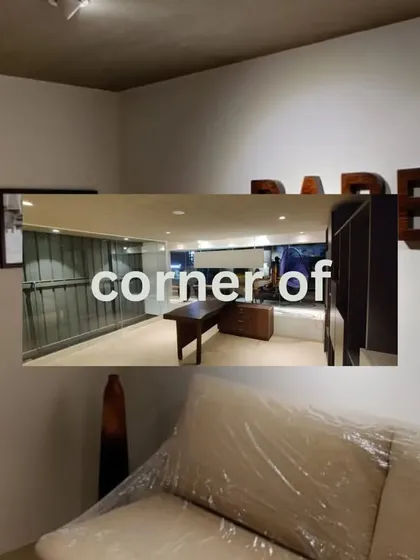 We design every corner of your space. This collage shows different detailed views, from office desks to seating areas, all part of a cohesive design plan.
