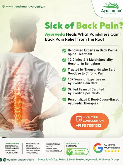 Are you tired of temporary fixes for back pain? This image illustrates our approach to healing spine-related issues from the root. We are one of Bangalore's most trusted names for back pain, with a network of 12 clinics and a multi-speciality hospital dedicated to providing lasting relief.